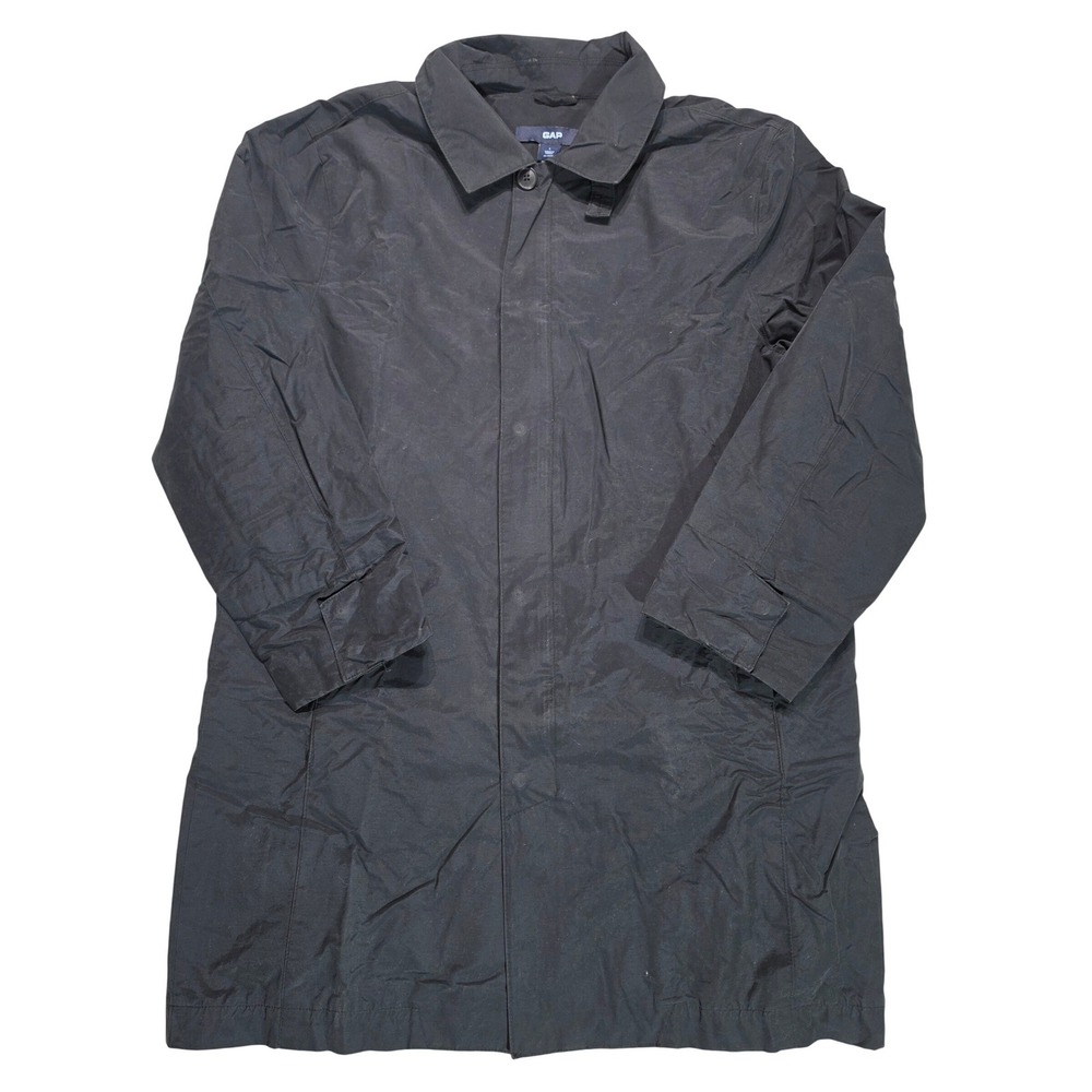 Gap Womens Black Trench Coat Car Coat Cotton Nylon Blend Size L
